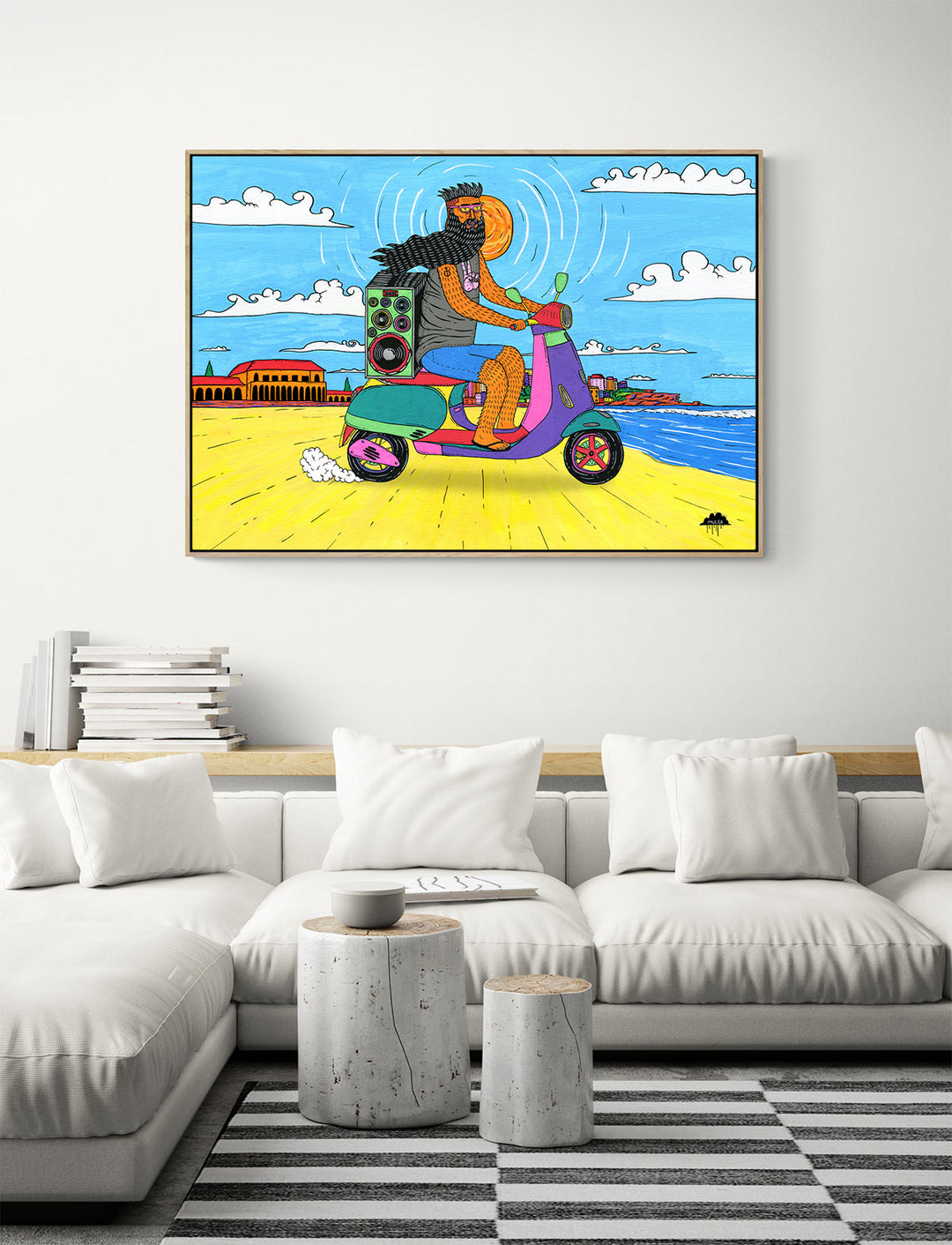 Scooter Joe - Framed Canvas Print - Ready to Hang