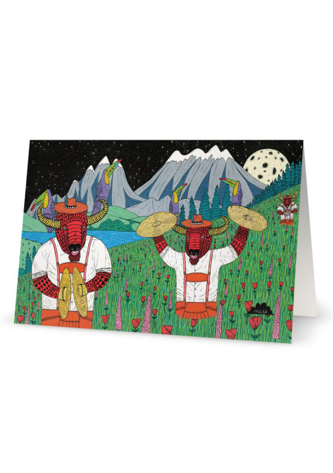 Bison Banging Cymbals-Greeting Card