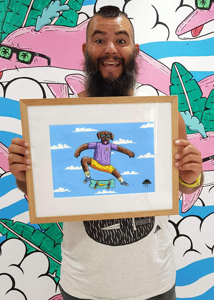 *SOLD* Bowie the Skateboarding Dog  - Original Painting