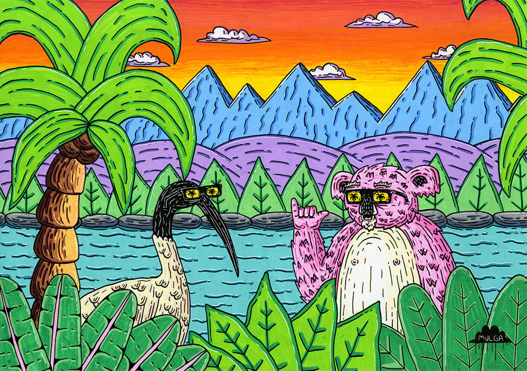 *SOLD* Brendan the Bin Chicken and Ted the Koala  - Original Painting