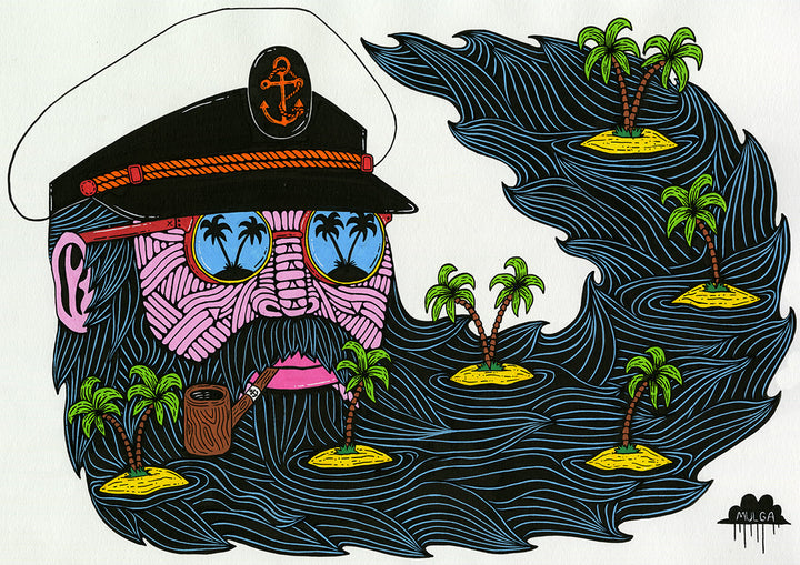 *SOLD* Bermuda Beard Bobby King of the Beach - Original Painting