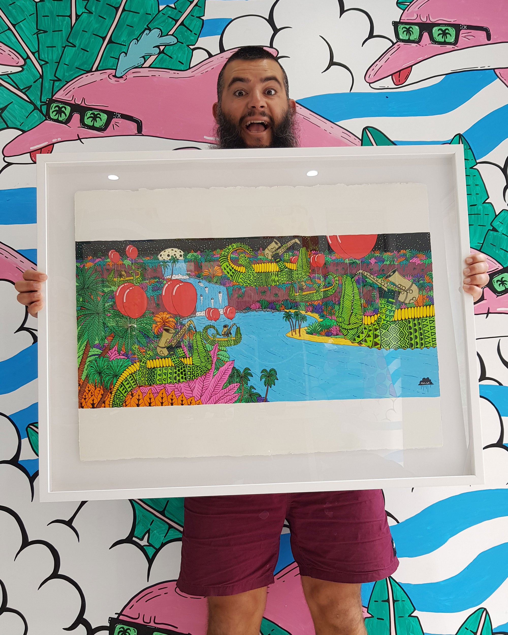 *SOLD* Crocs in Gloves Original Painting – Mulga The Artist