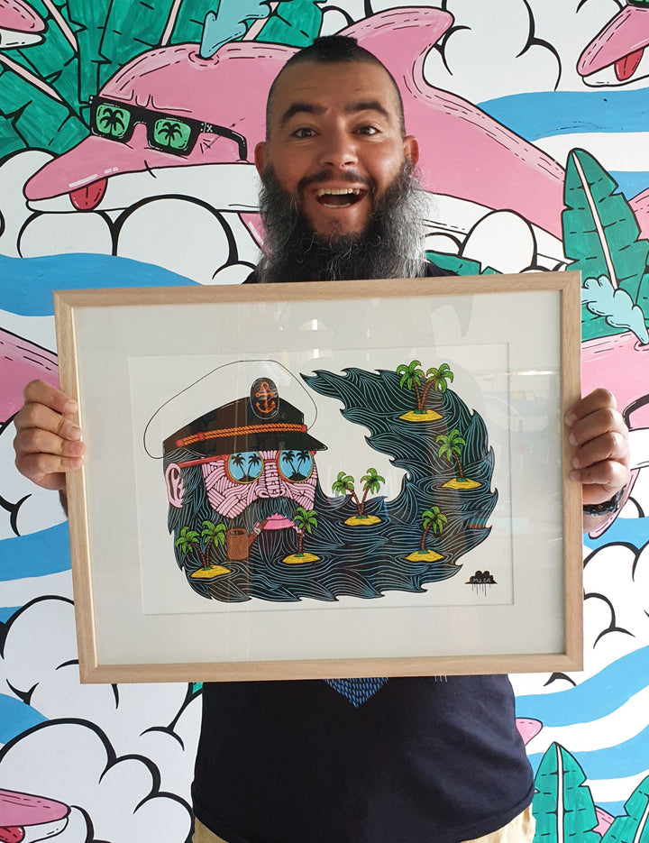 *SOLD* Bermuda Beard Bobby King of the Beach - Original Painting