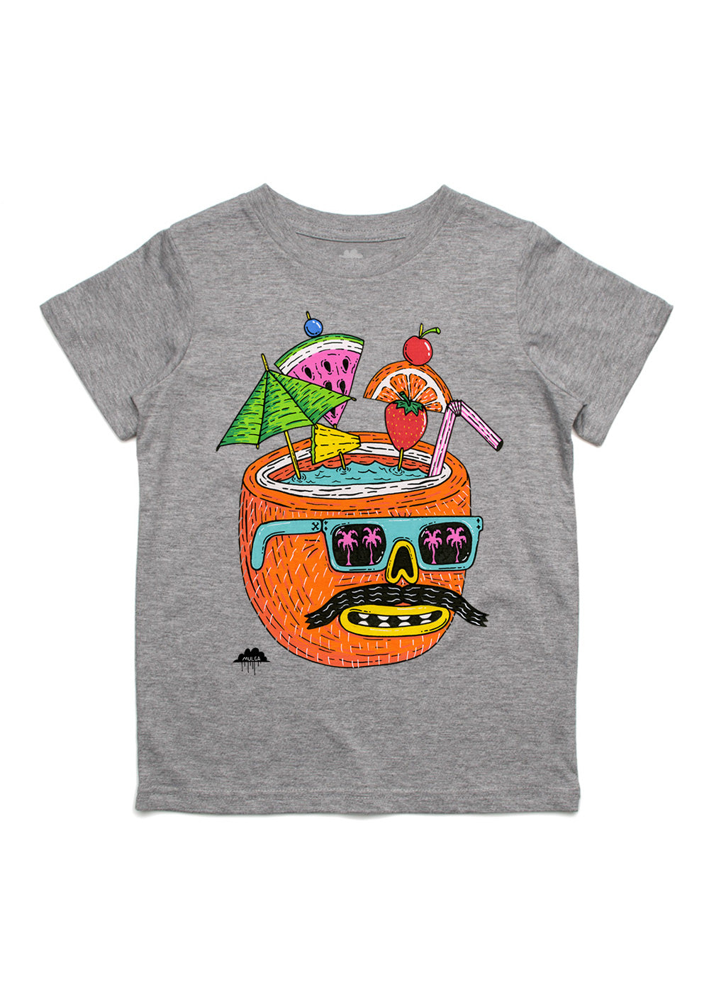Coconut Head Fred - Kids Tee - Grey Marle