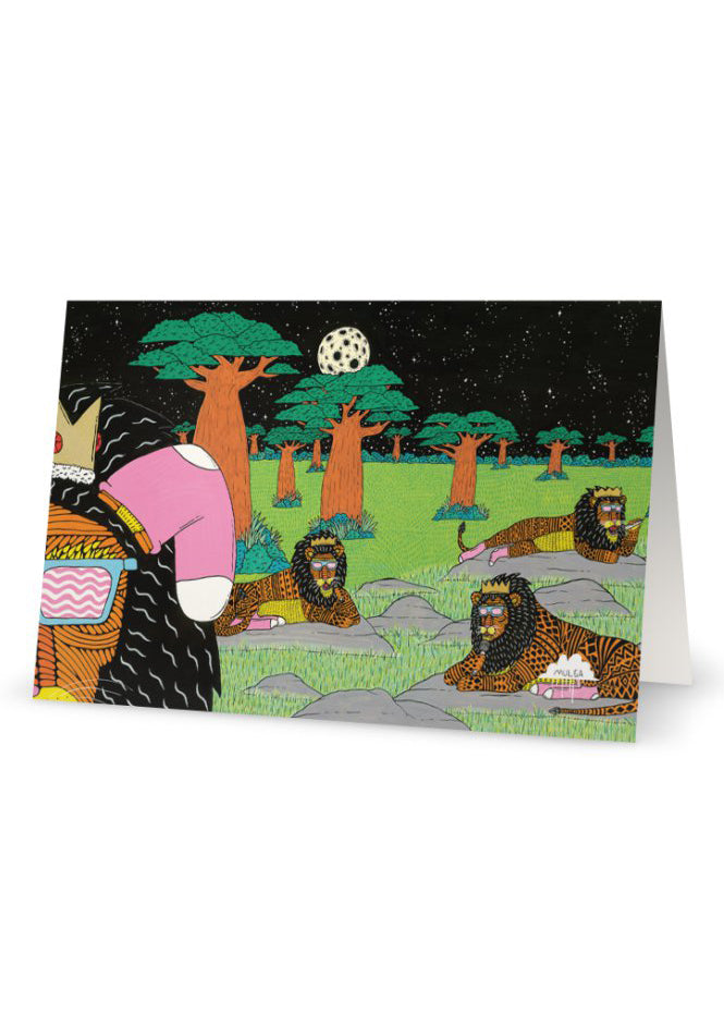Lounging Lions-Greeting Card