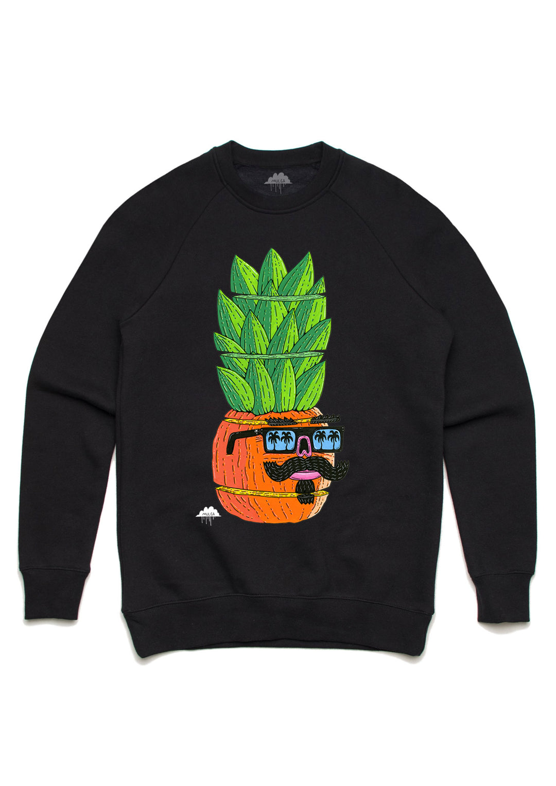 Chappy the Chopped Pineapple - Crew Sweater - Black - Adult