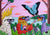 Three Birds & a Butterfly - Premium Giclée Fine Art Print