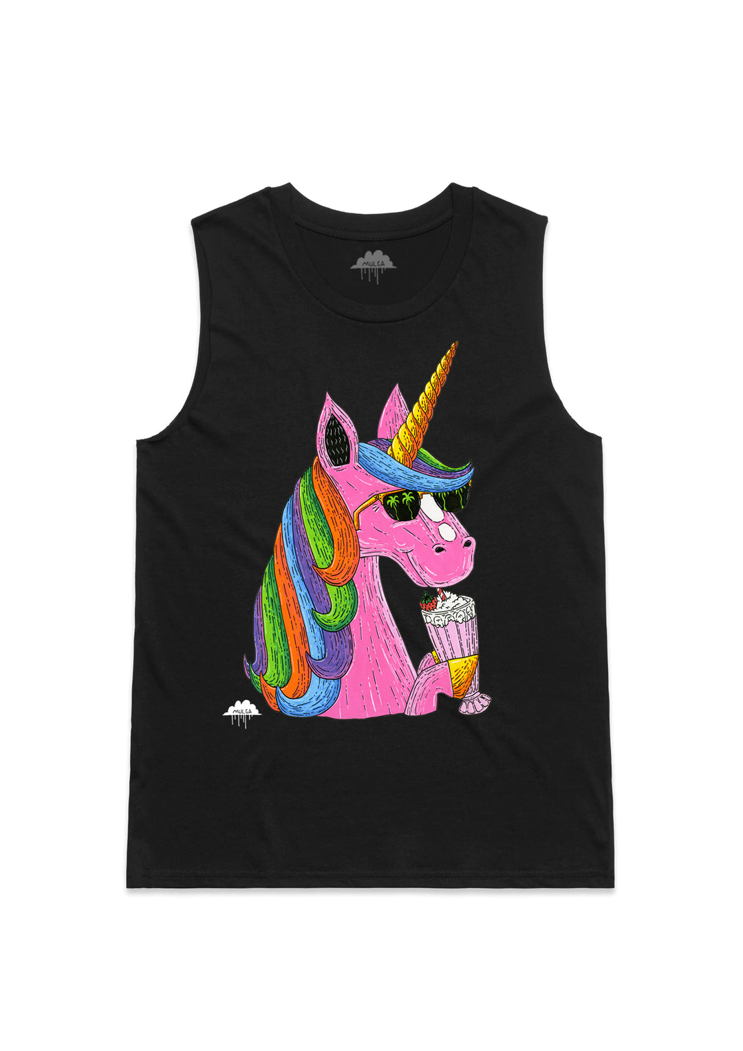 Millie the Milkshake Unicorn-Womens Tank-Black