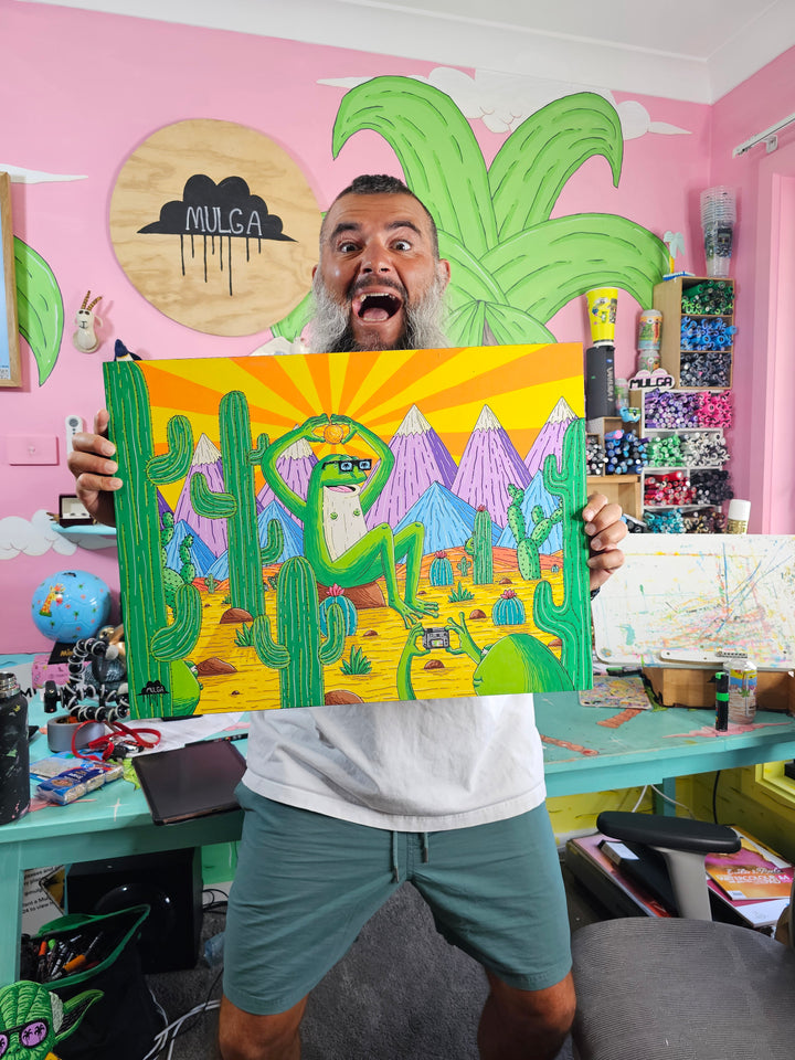 Frogs holiday to the desert - Original Painting