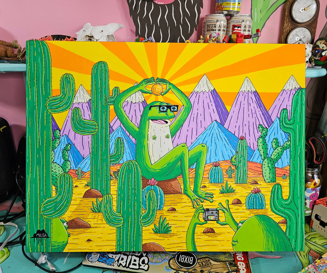Frogs holiday to the desert - Original Painting