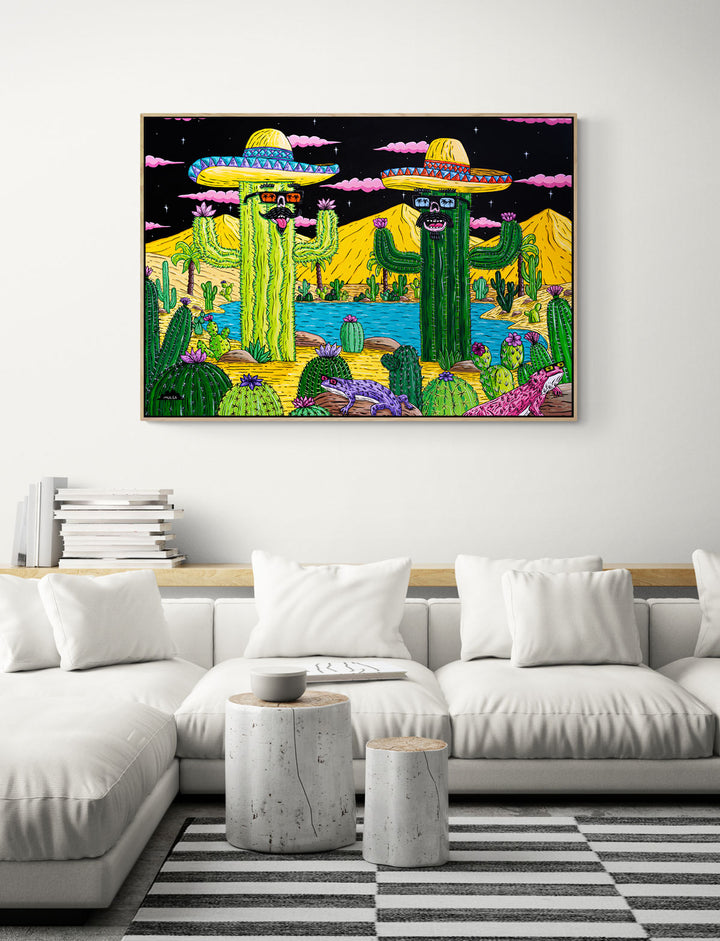 The Cactus Brothers - Framed Canvas Print - Ready to Hang