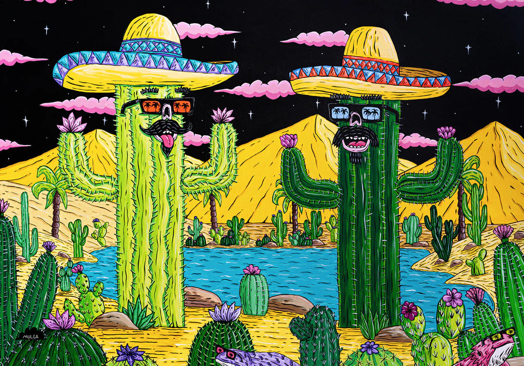 The Cactus Brothers - Framed Canvas Print - Ready to Hang