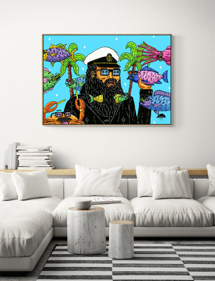 Captain Dan the Fisherman - Framed Canvas Print - Ready to Hang