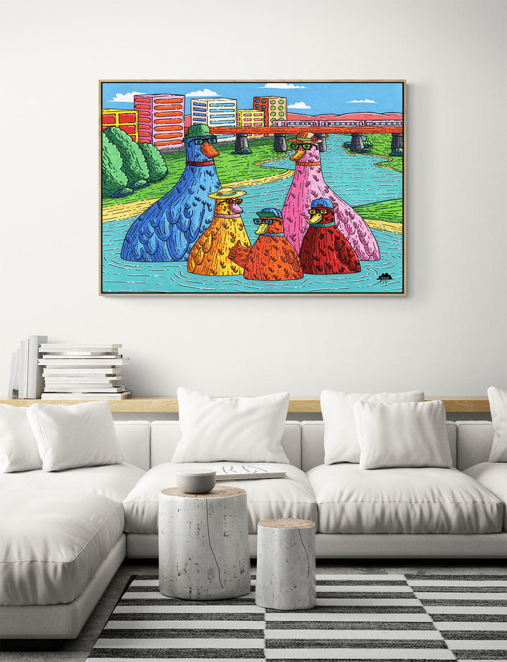 The Lovely Duck Family - Fine Art Print