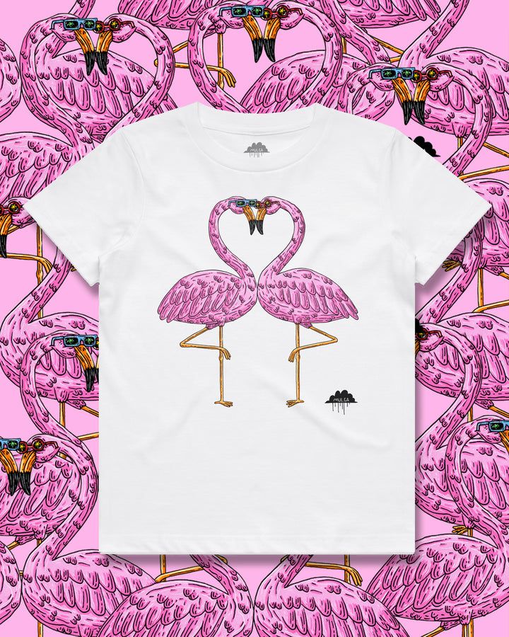 Fritz & Frieda the Flamingos - Kids Tee - White