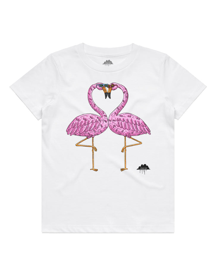 Fritz & Frieda the Flamingos - Kids Tee - White