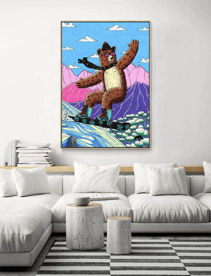 George the Snowboarding Bear - Fine Art Print