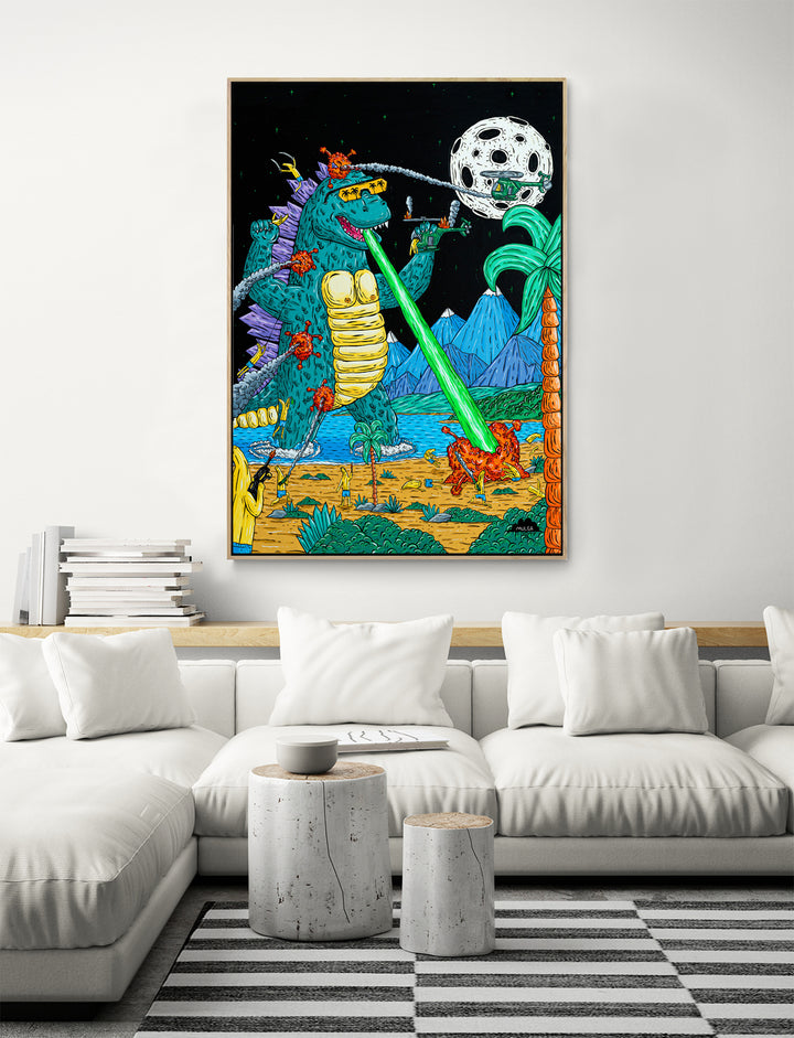 Godzilla and the Banana Army - Fine Art Print