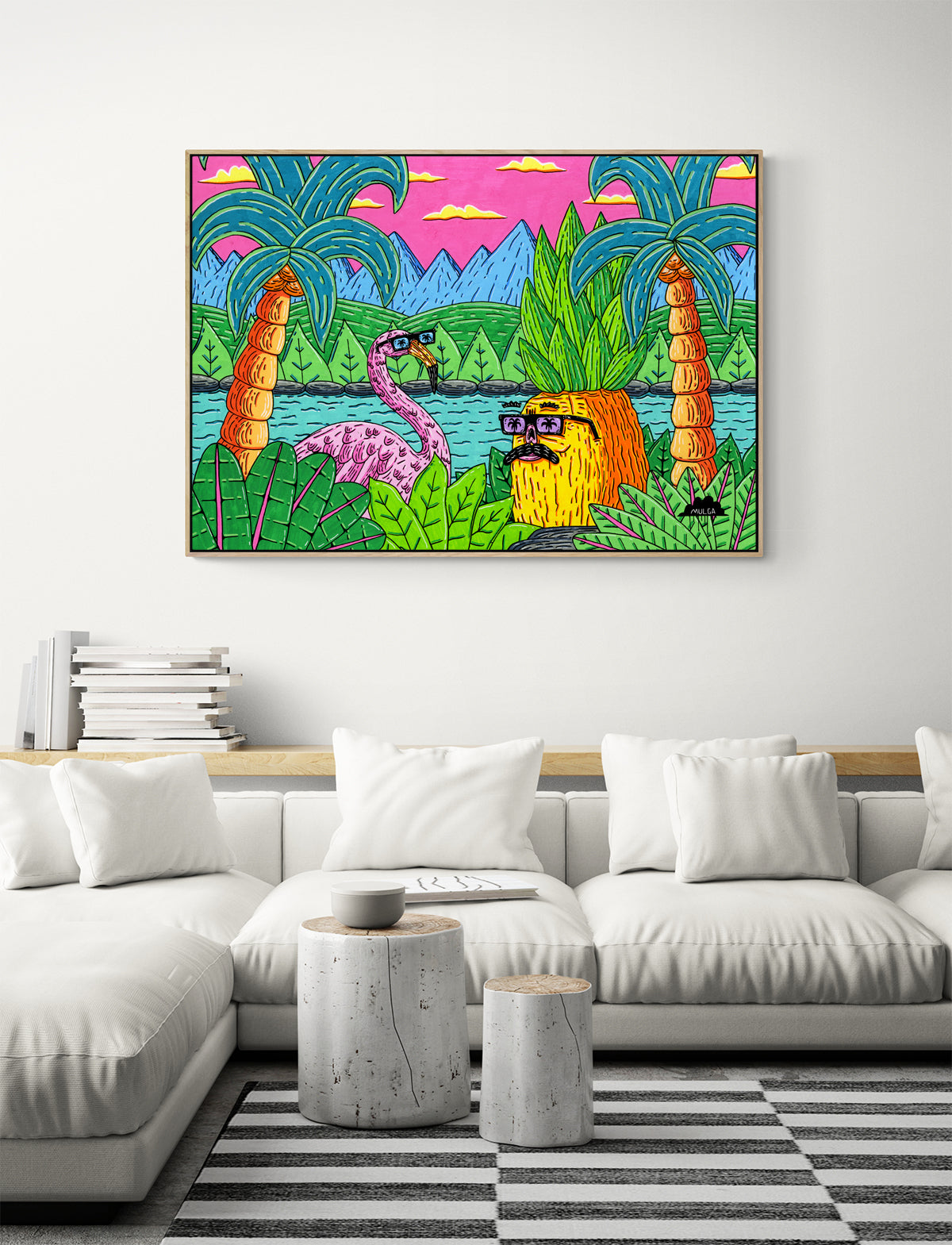 John the Flamingo and Tony the Pineapple - Fine Art Print – Mulga