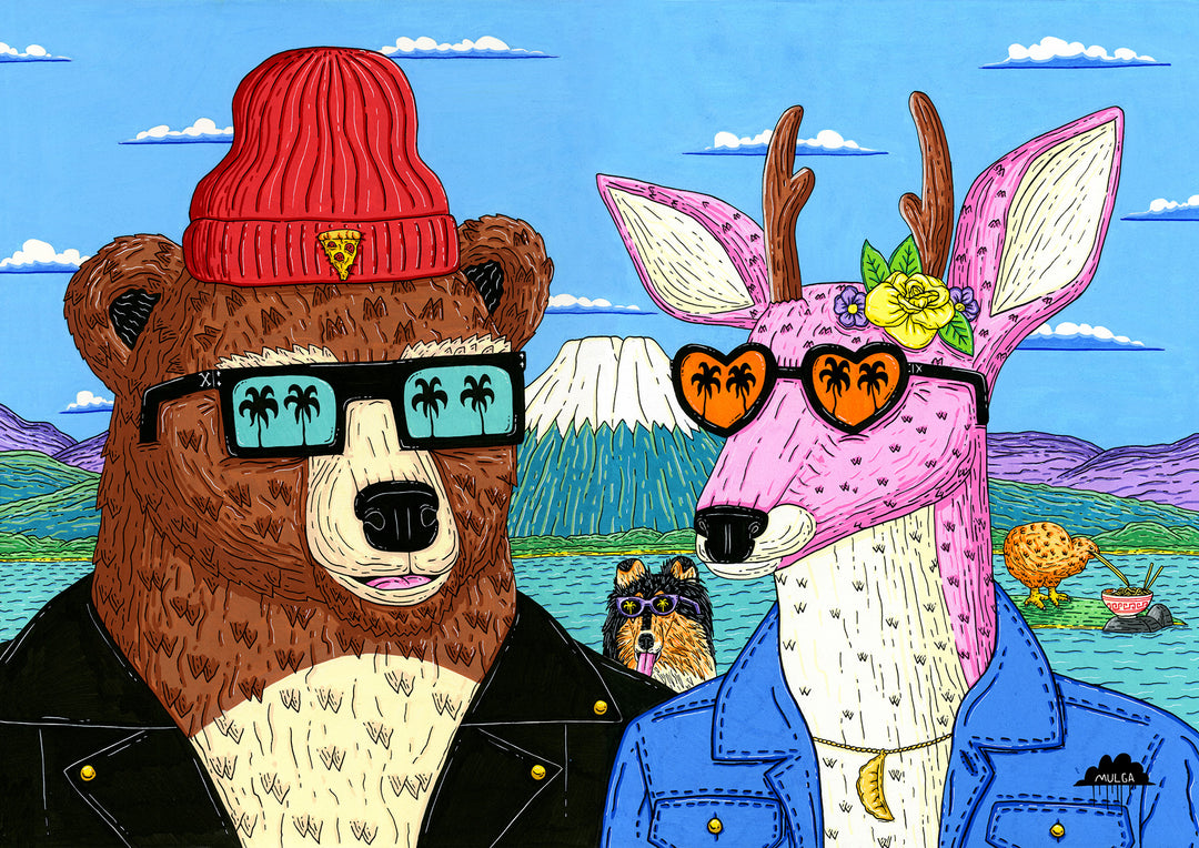 Matt the Bear and Ash the Deer - Fine Art Print