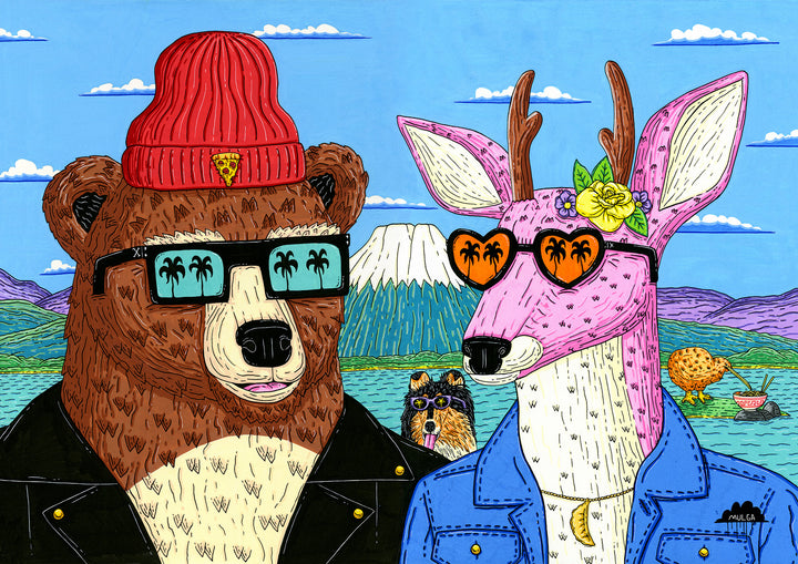 Matt the Bear and Ash the Deer - Fine Art Print