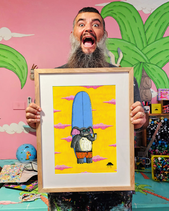 Eddie the Surfing Elephant - Original Painting