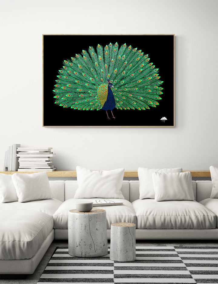 Pronger the Peacock - Framed Canvas Print - Ready to Hang