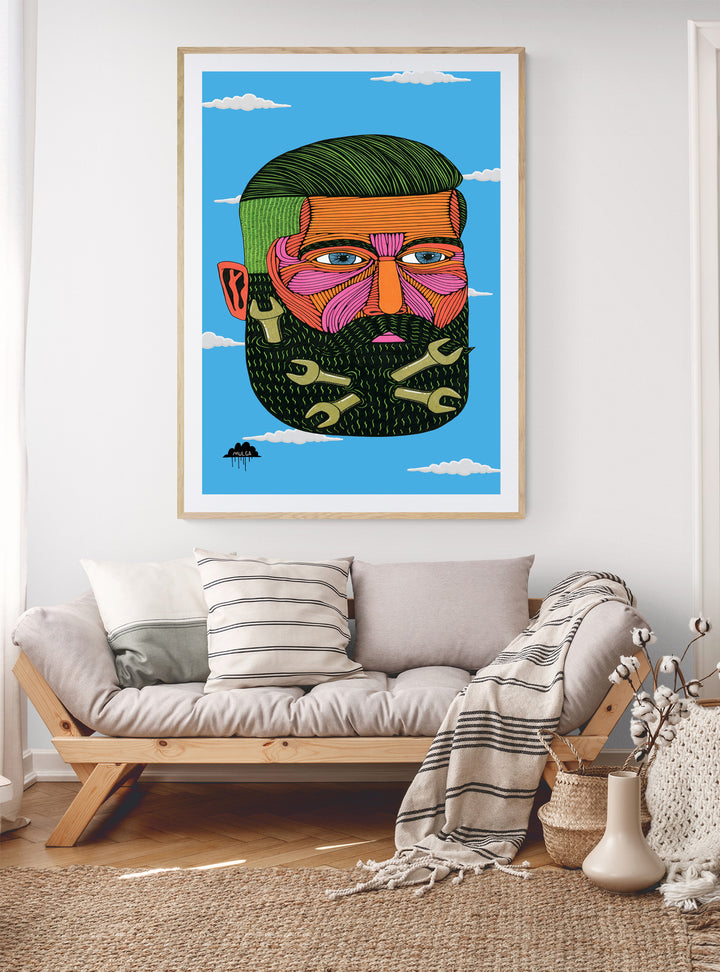 Spanner Beard Samson - Fine Art Print
