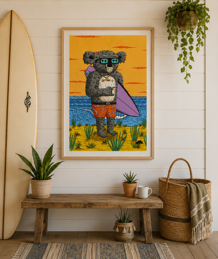 Surfer Sam the Koala - Premium Giclée Fine Art Print