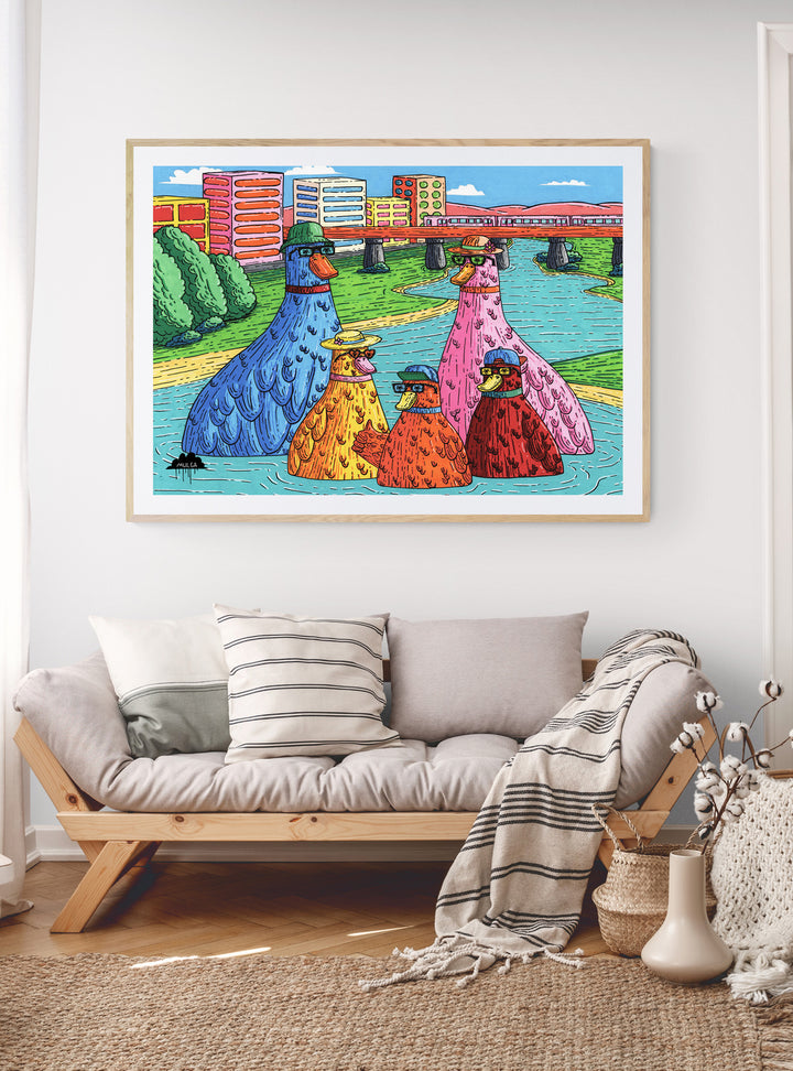 The Lovely Duck Family - Fine Art Print