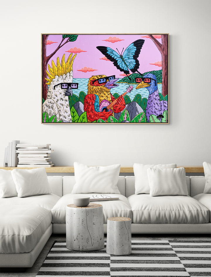 Three Birds & a Butterfly - Fine Art Print