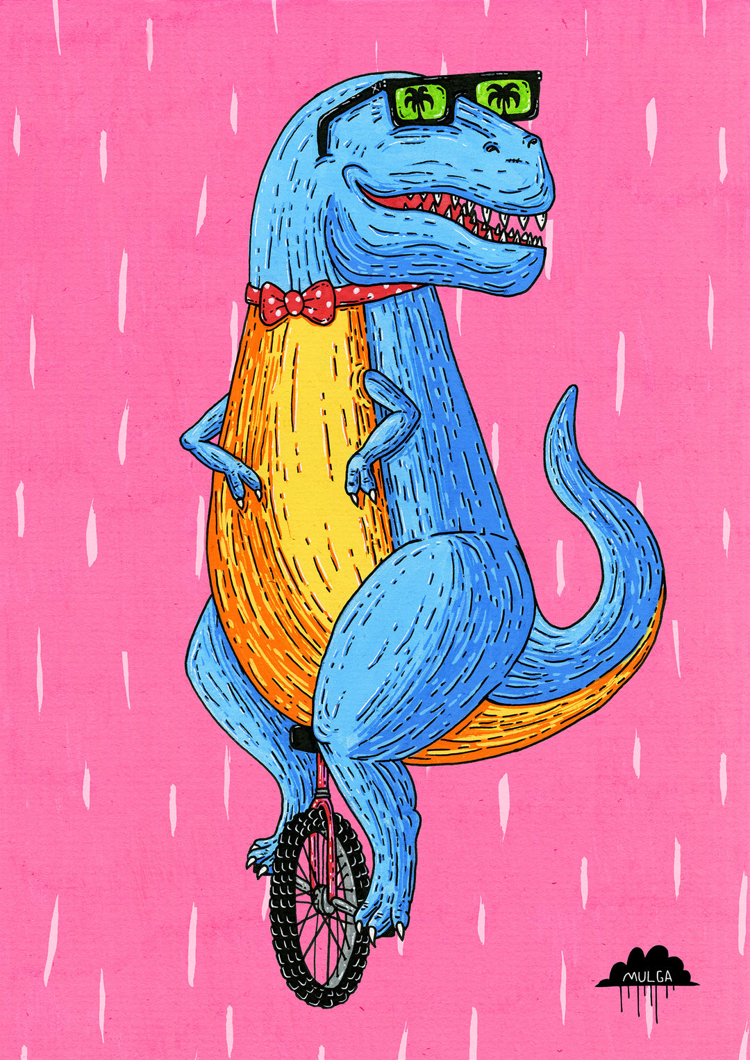 Tyrone the Unicycle T-Rex - Fine Art Print