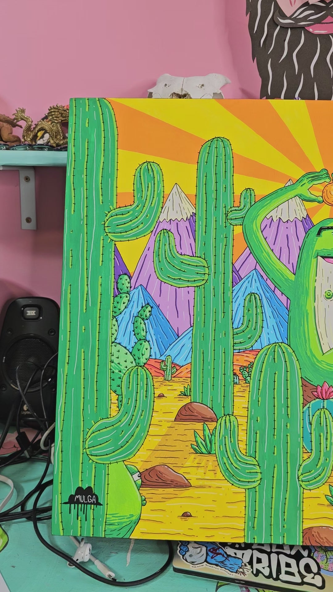 Frogs holiday to the desert - Original Painting
