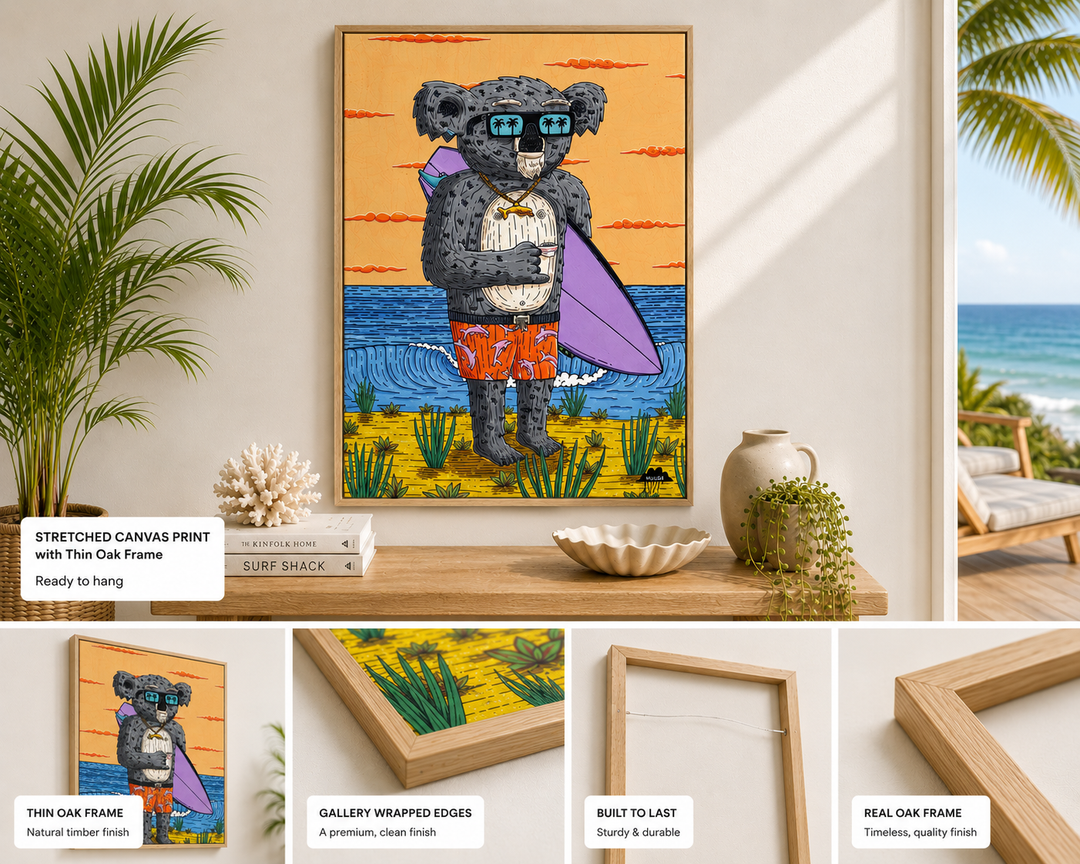 Surfer Sam the Koala - Premium Giclée Fine Art Print