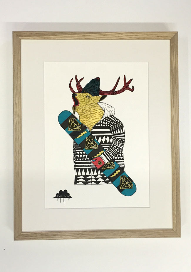 *SOLD* Rufus the Reindeer Snowboard Legend - Original Painting