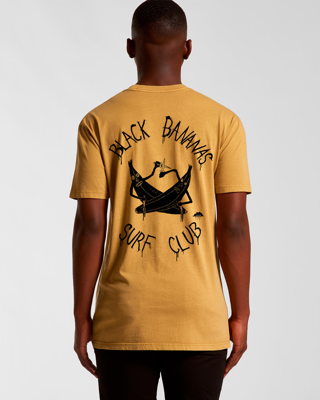 Black Bananas Surf Club -Men's Tee-Faded Mustard