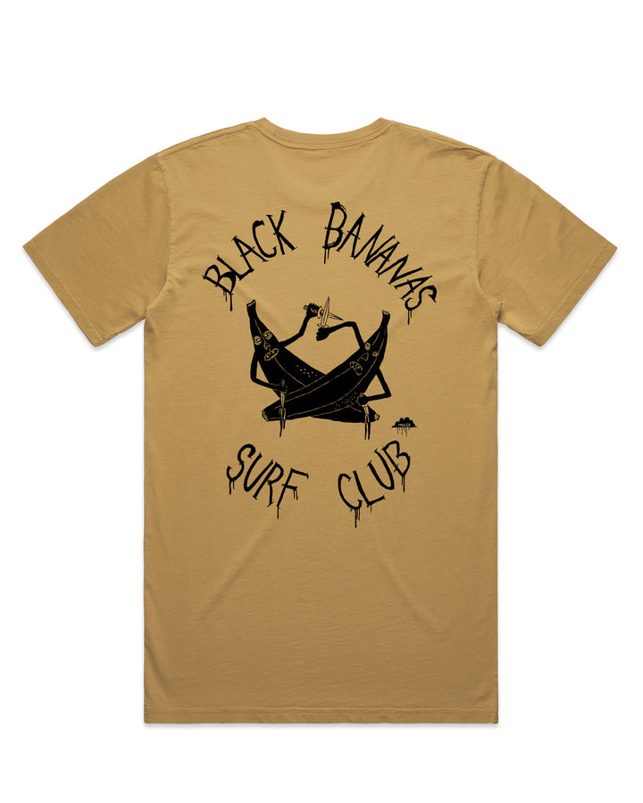 Black Bananas Surf Club -Men's Tee-Faded Mustard