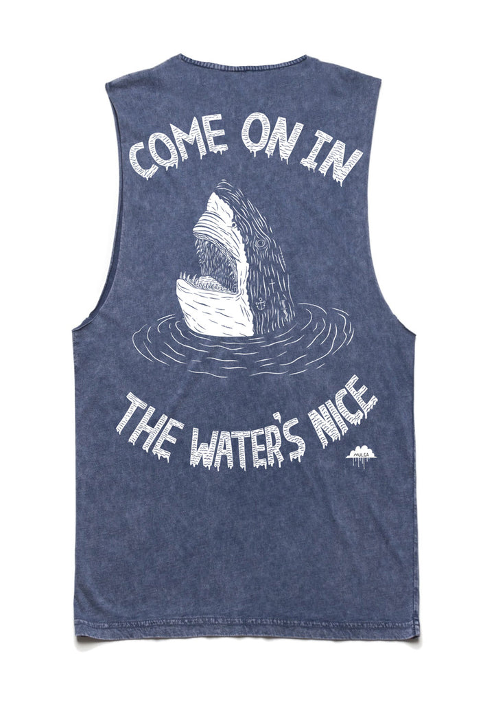 Come on in Shark-Men's Tank-Blue Stonewash