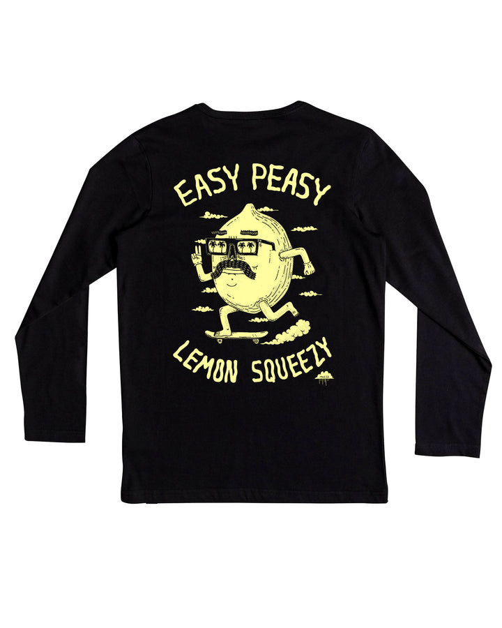 Easy Peasy Lemon Squeezy - Kids Long Sleeve Tee - Black