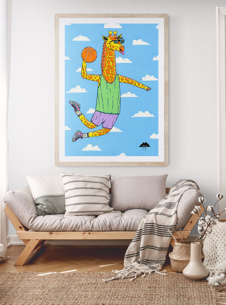 Noah the B-Ball Giraffe  - Fine Art Print