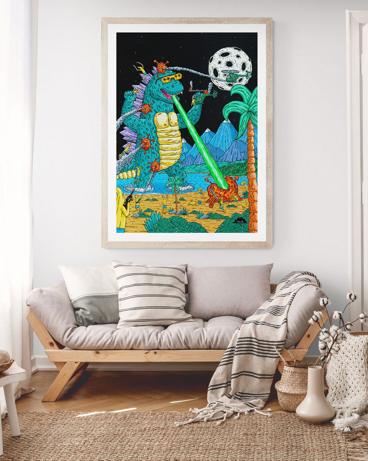 Godzilla and the Banana Army - Fine Art Print