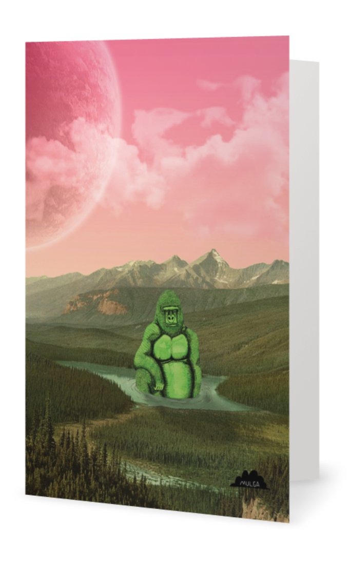 Bathing Gregory the Green Gorilla-Greeting Card