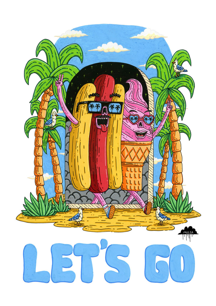 Homie the Hot Dog and Indigo the Ice Cream - Fine Art Print