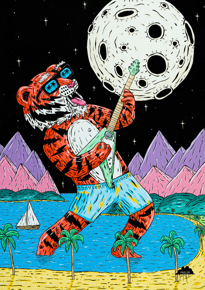 Louis the Guitar Shredding Tiger - Fine Art Print