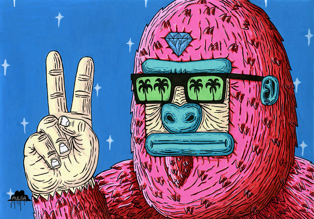 *SOLD* Pinky the Peaceful Primate - Original Painting