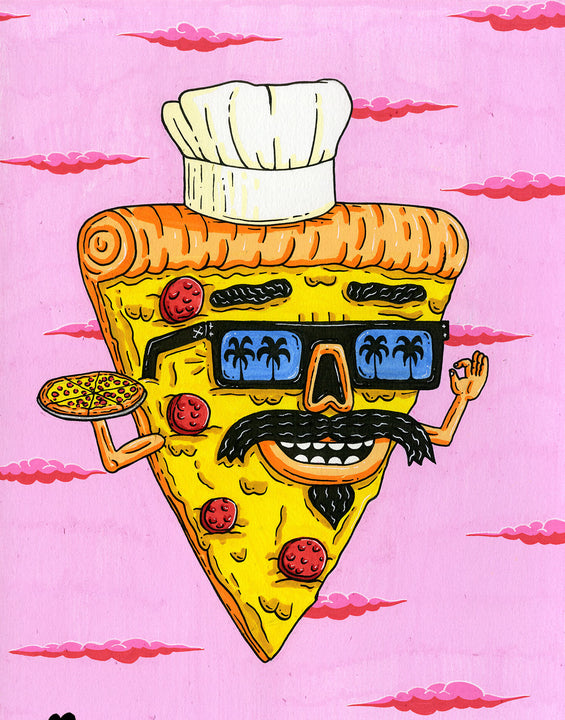 *SOLD* Petey the Pizza Chef Pizza Original Painting Mulga The Artist
