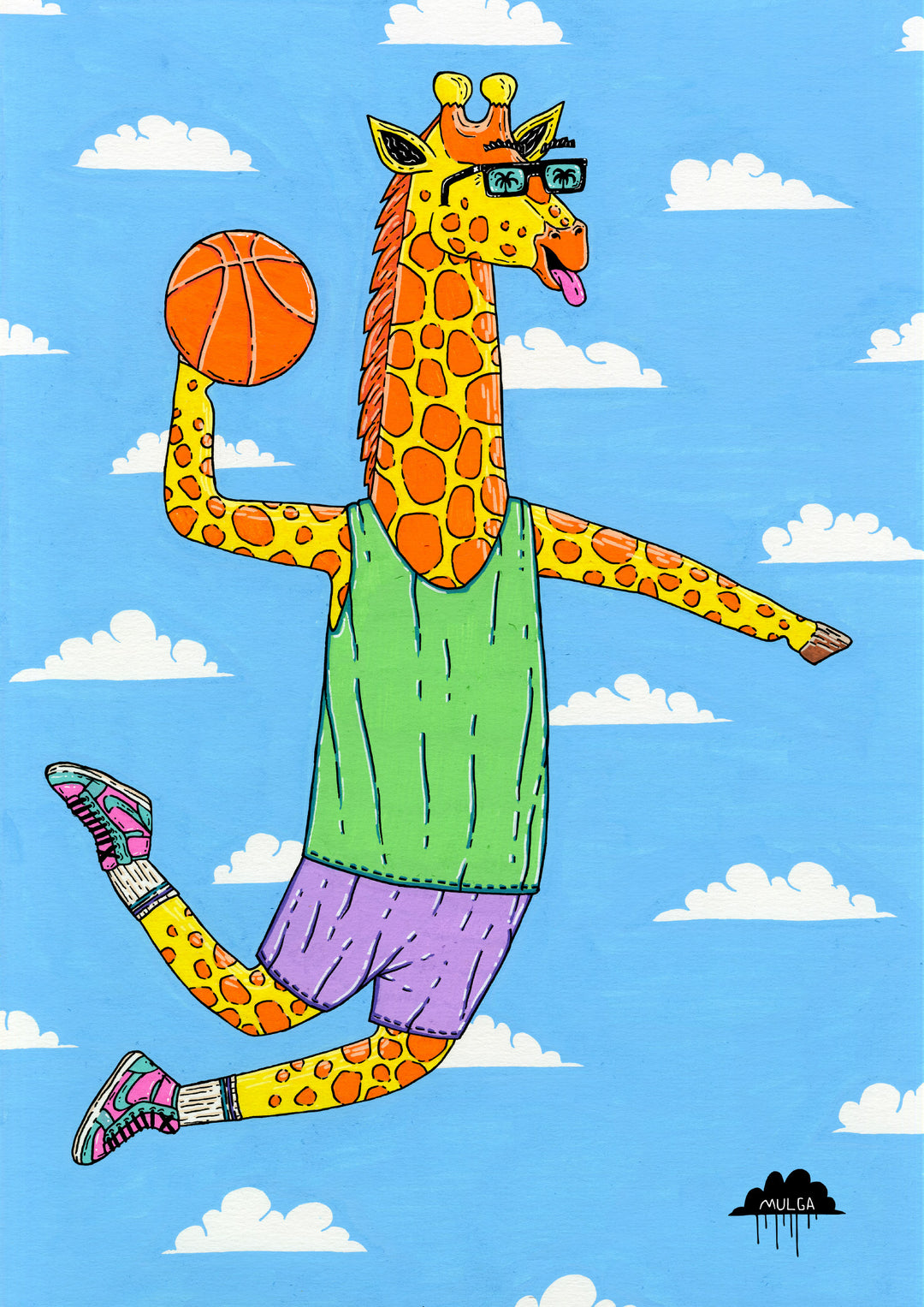 Noah the B-Ball Giraffe  - Fine Art Print