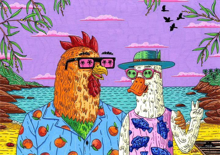 Sam the Chicken & Nat the Duck - Fine Art Print