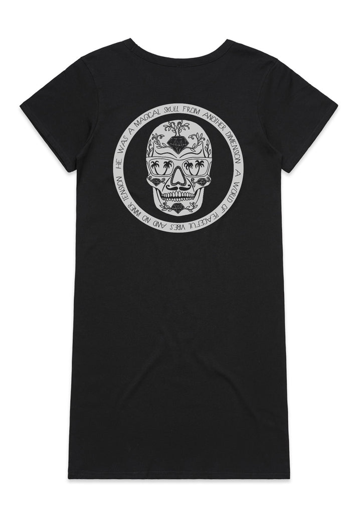 Schubert the Sugar Skull-Womens Tee Dress-Black