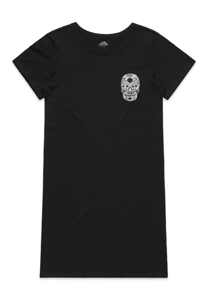 Schubert the Sugar Skull-Womens Tee Dress-Black